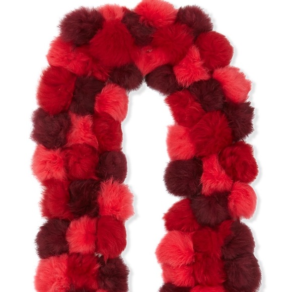 Neiman Marcus Red & Burgundy Rabbit Fur Infinity Scarf or Stole - Picture 3 of 3